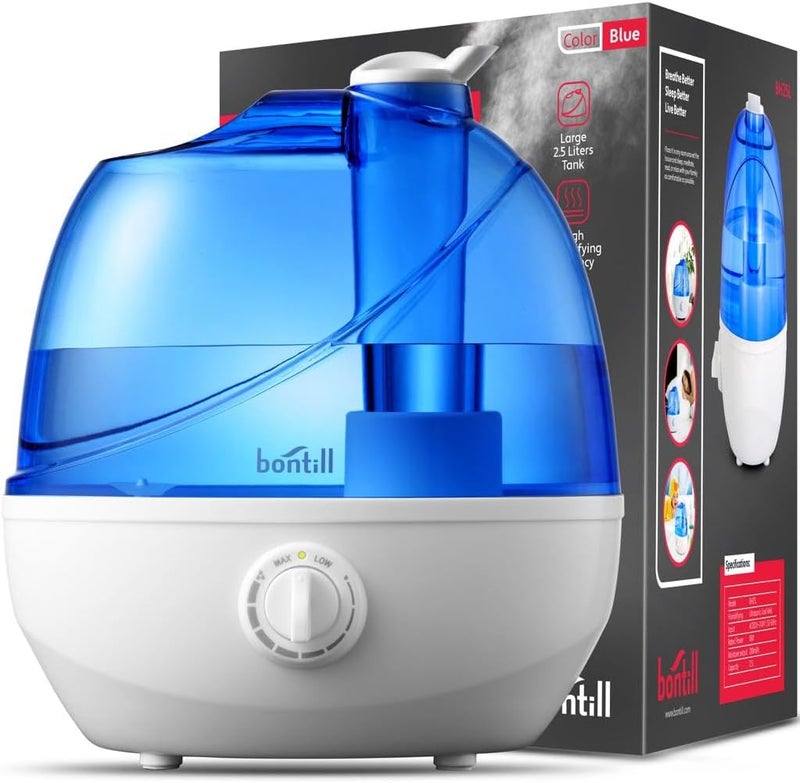 bontill Cool Mist Humidifiers for Bedroom & Large Room (2.5L Water Tank) Quiet Ultrasonic Air Humidifier For Babies Nursery, Office, Indoor Plants & Whole House -Adjustable 360 Rotation Nozzle, Auto-Shut Off - Image 1